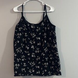Torrid Black Camisole with White Floral Design